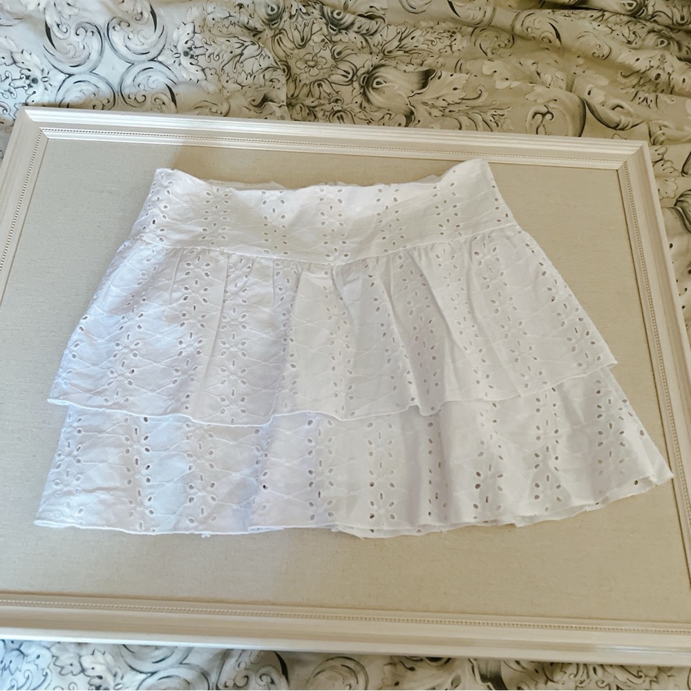 L. A. Hearts XS skirt mini white eyelet embroidered ruffle - Picture 2 of 11